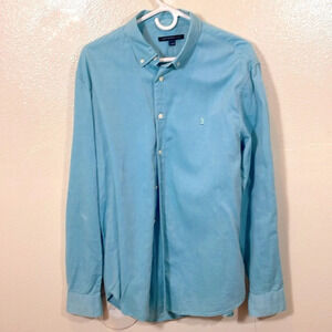 John Varvatos long sleeve button down in sea-green. Large